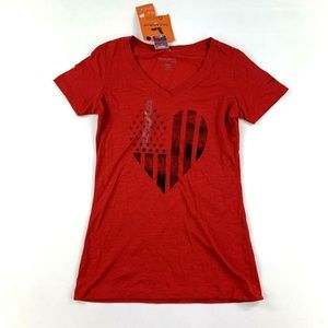 Field & Stream Women's Small T-Shirt Red USA Flag